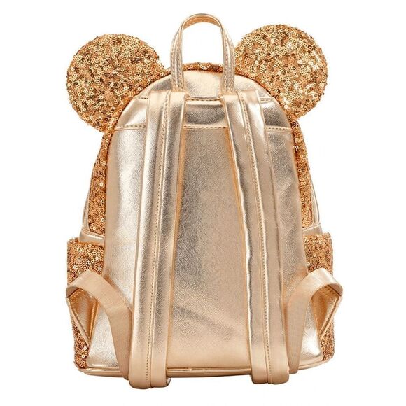 Loungefly x Disney Minnie Mouse Gold Sequin Mini Backpack